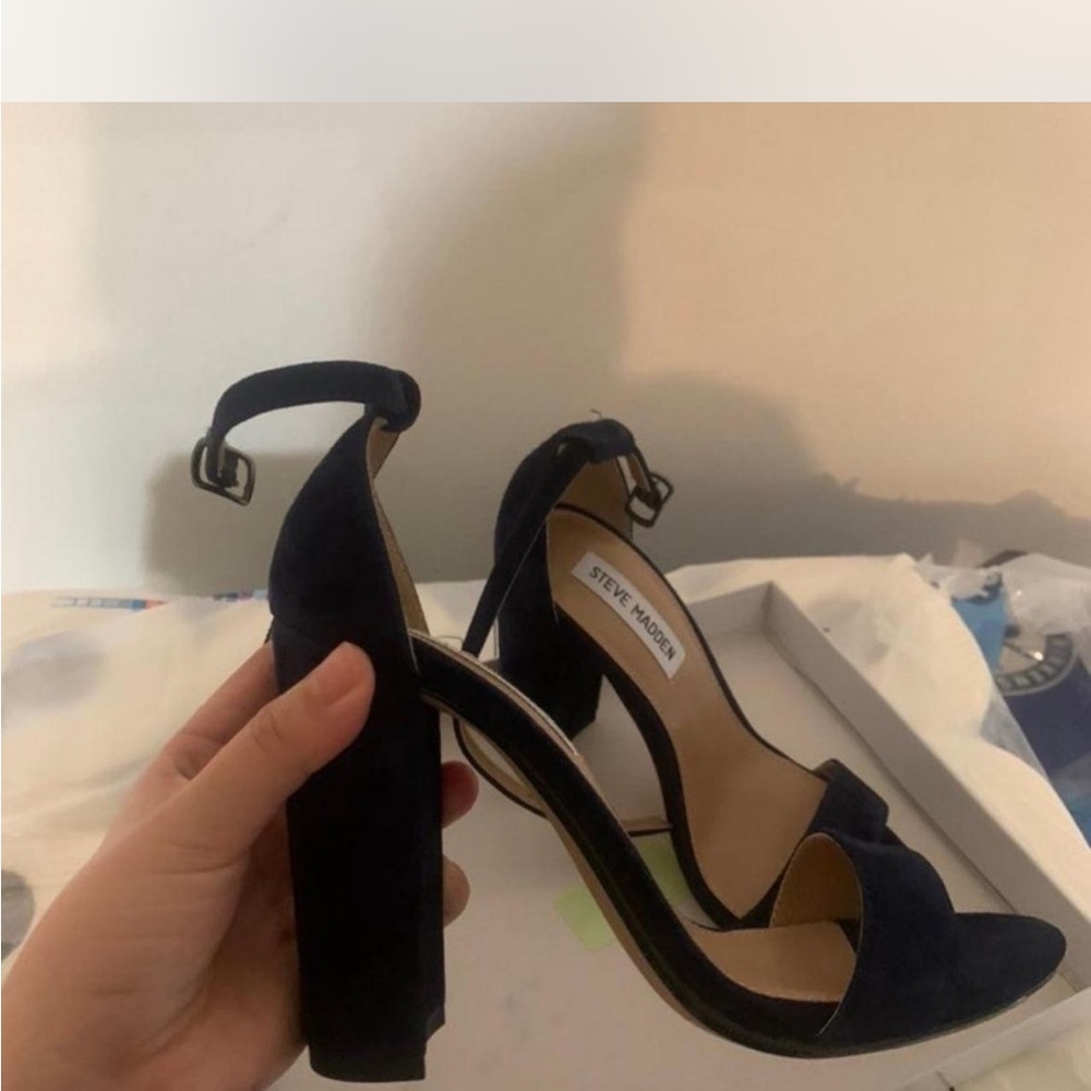 Steve Madden Black Suede Heeled Sandals
